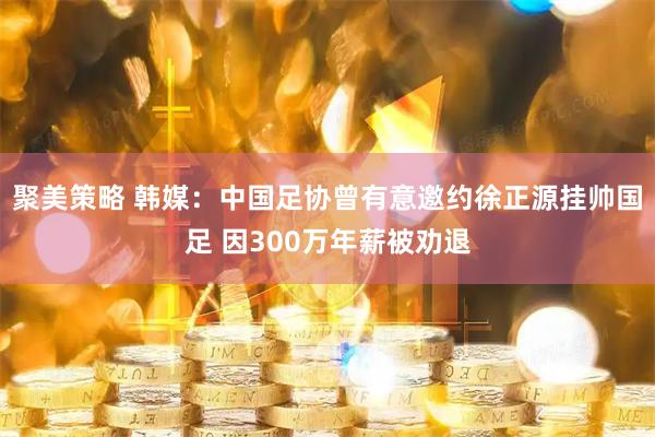 聚美策略 韩媒：中国足协曾有意邀约徐正源挂帅国足 因300万年薪被劝退