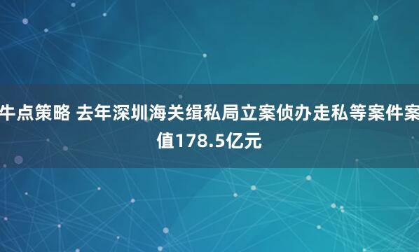 牛点策略 去年深圳海关缉私局立案侦办走私等案件案值178.5亿元